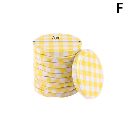 10 Pcs Colorful Lattice Jam Jars Lids Wide Mouth Screw Lids Storage Caps For Jars Glass Round Storage Cover
