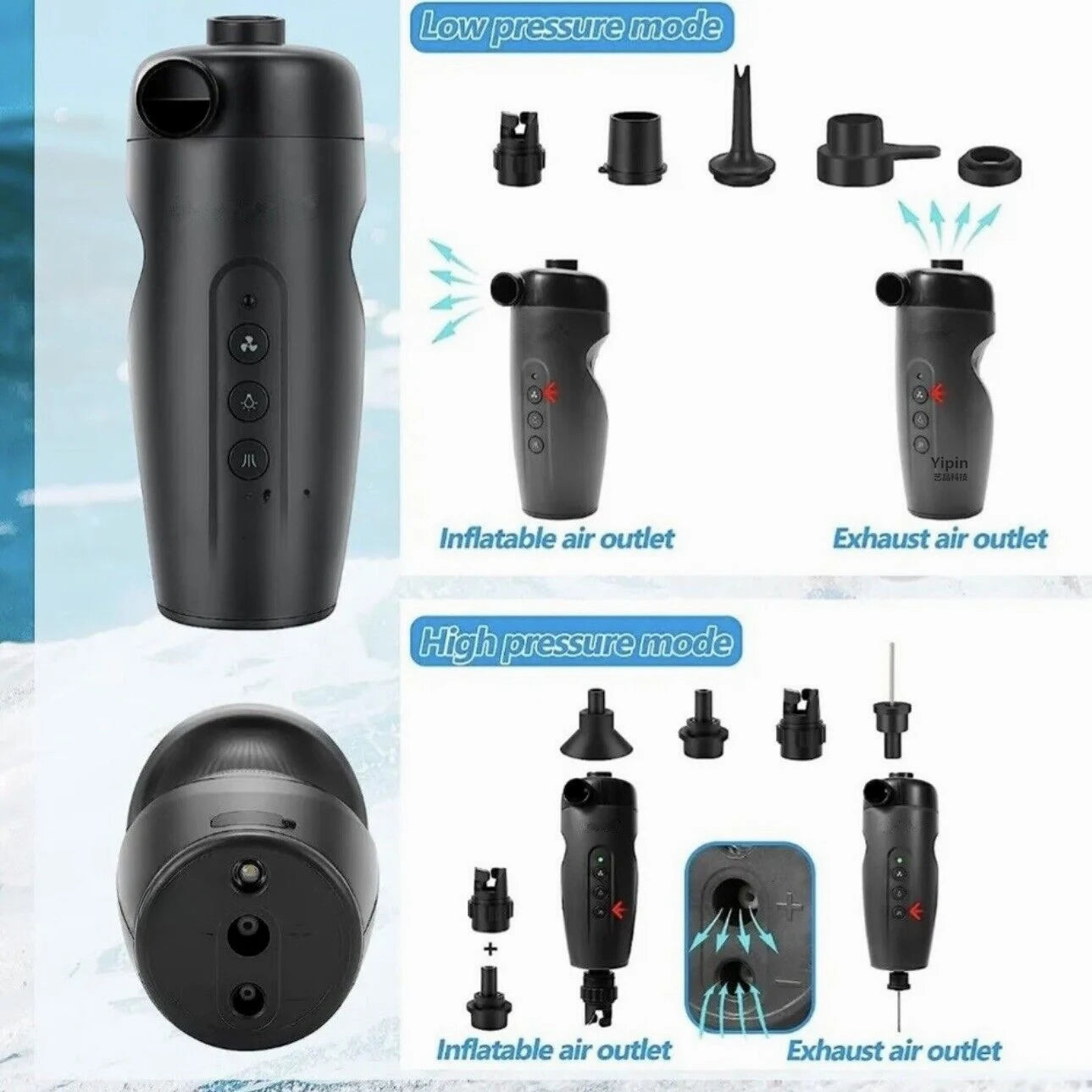 Electric Air Pumps Wireless Inflator Plastic Rechargeable for Camping Gear Paddle Board Pool Toys Tire Quick Inflation