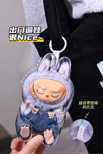 Labubu Case Sitting Party Transparent Protective Shell Dust Cover Protect Knapsack Hanging Decorations Christmas Gift Kids Toy