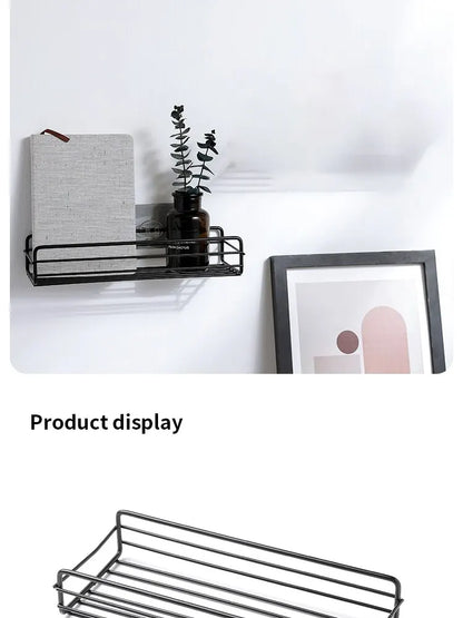 Bathroom Storage Rack Kitchen Organizer Shelf Black Shelves Corner Frame Iron Shower Punch Free Mounted Caddy Rack