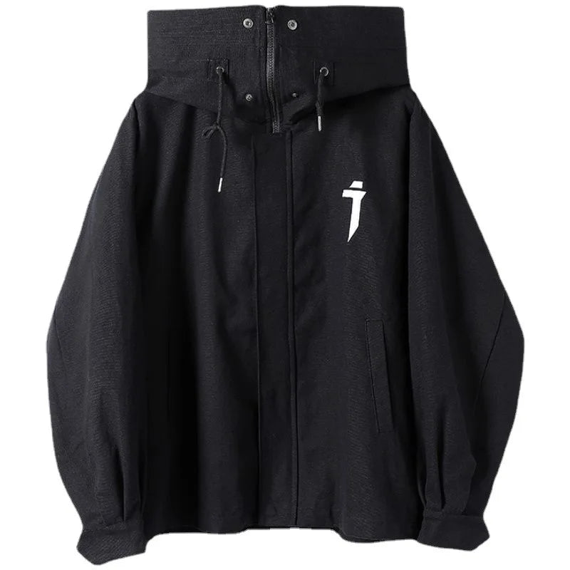 Oversize Jacket Trench Coat Men And Women Autumn Solid Japanese Fashion Vintage Casual High Street Hooded Functional Wind