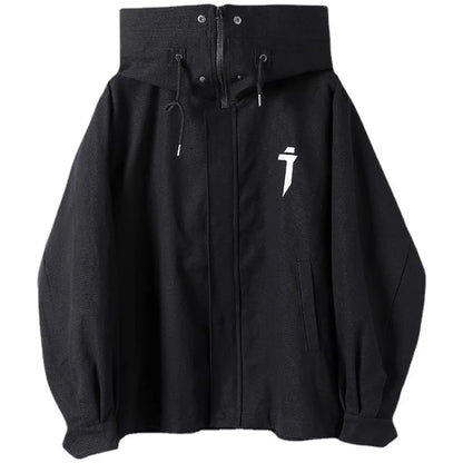 Oversize Jacket Trench Coat Men And Women Autumn Solid Japanese Fashion Vintage Casual High Street Hooded Functional Wind