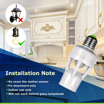 Smart Home PIR Motion Sensor Light Socket E27 LED Bulb Base Adapter with Light Control Smart Switch Residential Security