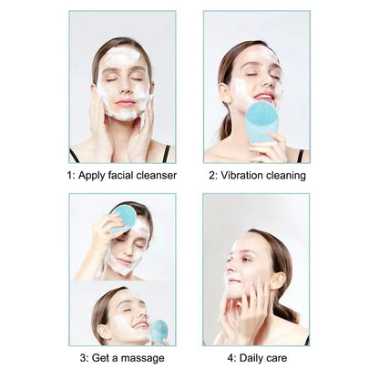 Electric Silicone Massager Facial Cleanser Skincare Massage Tool Beauty Machine Vibration Cleaning Of Pores Self Provided Batter