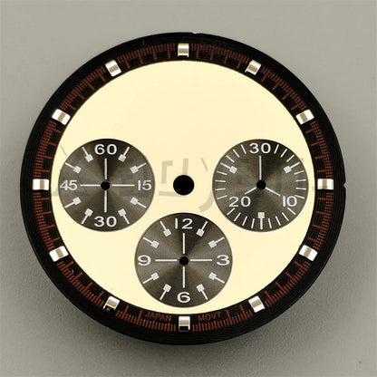 30mm/31.5mm Vk63 Chronograph Watch Dial With Hand Set Green Luminous Black White Red For VK63 Movement Watch Accessories Parts