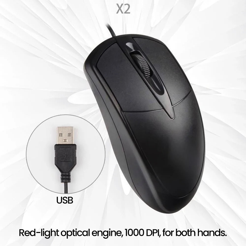 USB Wired Mouse 1600DPI Office Gaming Desktop Computer Accessories For PC Desktop Computer Mouse 1.5M ﻿Business Computer Office