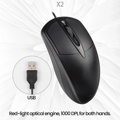 USB Wired Mouse 1600DPI Office Gaming Desktop Computer Accessories For PC Desktop Computer Mouse 1.5M ﻿Business Computer Office