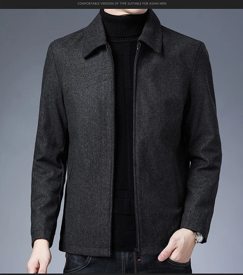 High Quality New Brand Casual Fashion Lapel Autumn Winter Mens Coat 2025 Men Clothing Fashion Jacket Solid Classic Windbreaker
