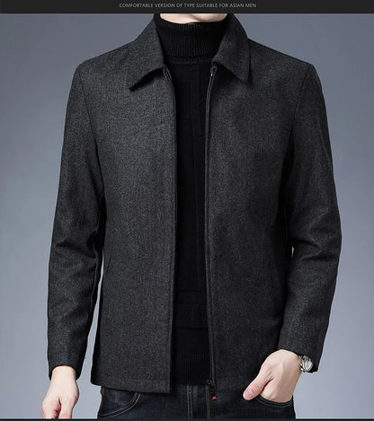 High Quality New Brand Casual Fashion Lapel Autumn Winter Mens Coat 2025 Men Clothing Fashion Jacket Solid Classic Windbreaker