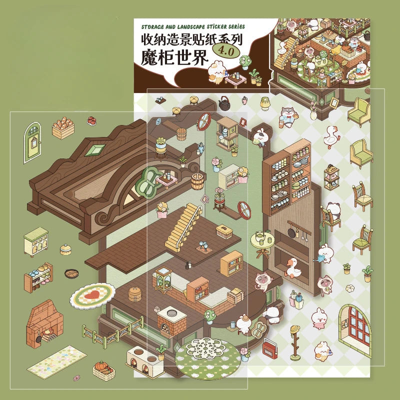 Creative Design Landscaping Sticker for Student Cute Cartoon Magic 3D Stack Scene Scrapbook Sticker Sweet Student Supplies