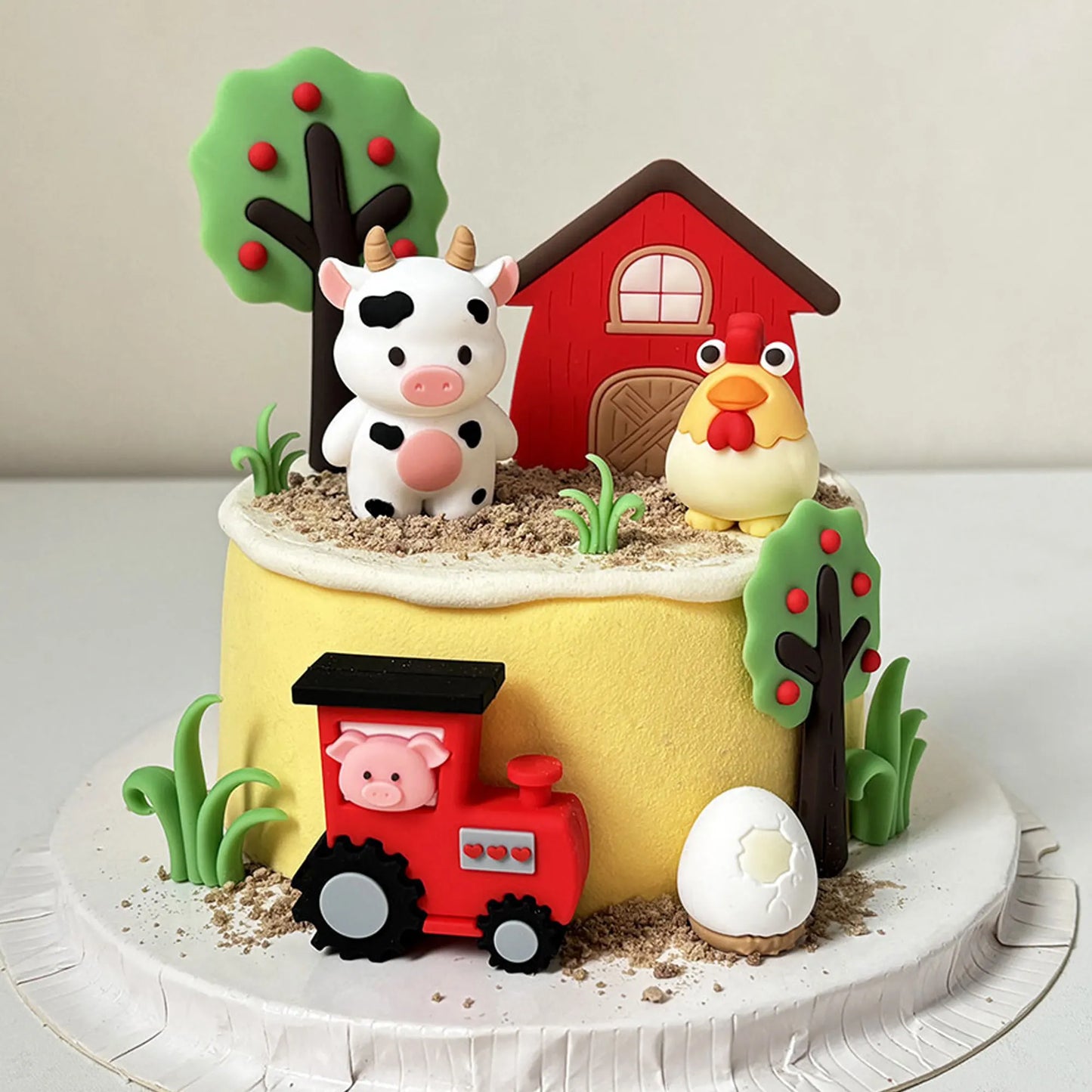 LaVenty Farm Birthday Decorations Farm Birthday Decorations Farm Birthday Decorations Cow Pig Chicken Cake Animal Toppers