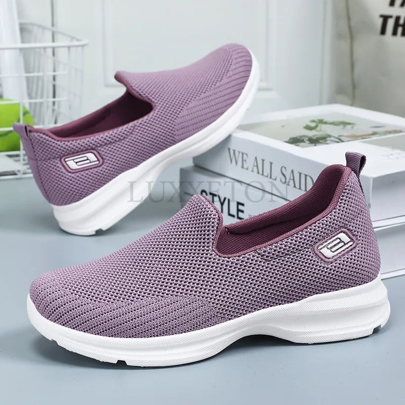 Women Vulcanized Shoes High Quality Sneakers Slip on Flats Men Loafers Breathable Mesh Walking Sneakers Women Sneakers