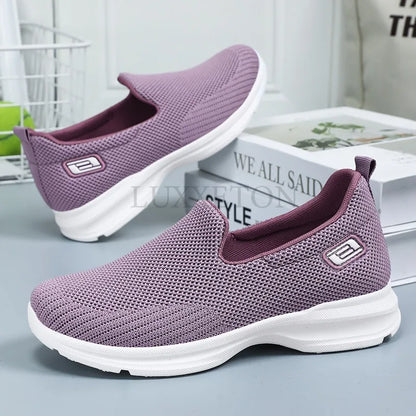 Women Vulcanized Shoes High Quality Sneakers Slip on Flats Men Loafers Breathable Mesh Walking Sneakers Women Sneakers