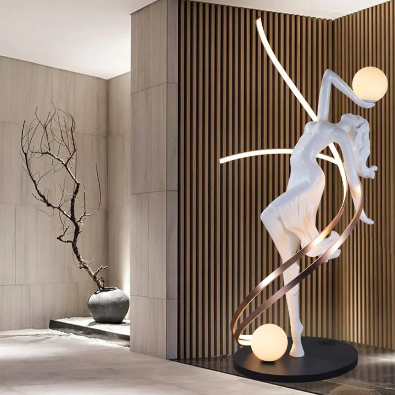 Misha White Goddess Statue Floor Lamp , Liberty Sculpture Floor Lamp , Art Human Floor Lamp