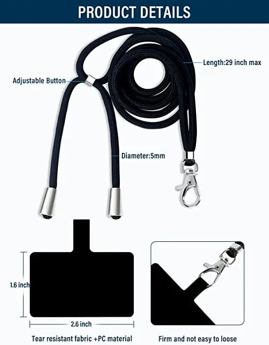 Phone Lanyard Universal Cell Phone Lanyard with Adjustable Nylon Neck Strap For iPhone 14 13 12 Pro X XR 8 7 Plus Hanging Rope