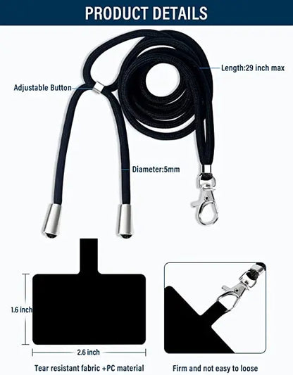 Phone Lanyard Universal Cell Phone Lanyard with Adjustable Nylon Neck Strap For iPhone 14 13 12 Pro X XR 8 7 Plus Hanging Rope