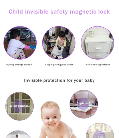 Magnetic Child Safety Lock Limiter Children Protection Baby Safety Lock Invisible Lock Kids Security Drawer Latch Cabinet Door