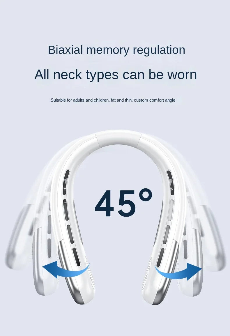 10000mAh Portable Neck Fan Mini Bladeless Silent Neckband Fan USB Rechargeable 3 Speeds Mute Wireless Electric Neck Cooler Fans