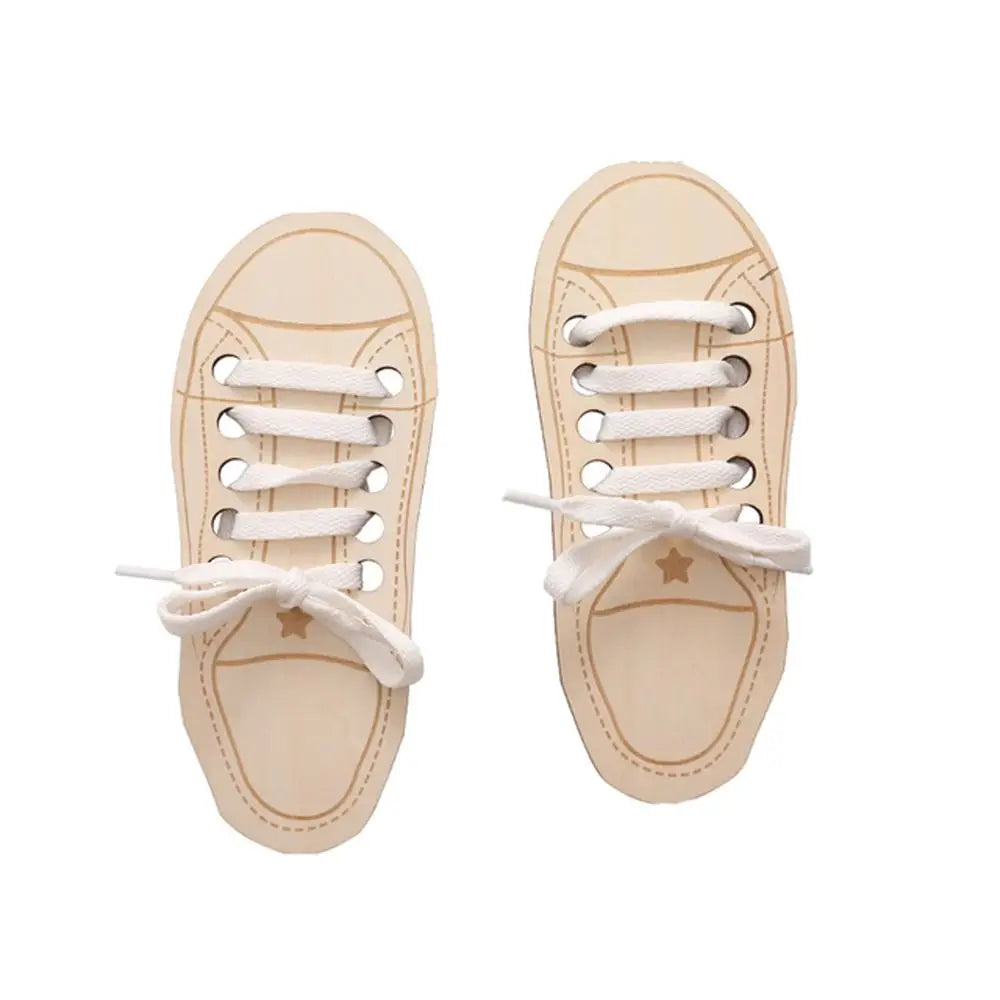 Teaching Tie Shoelaces Wooden Lacing Shoe Toy Tying Shoelaces Boards Learn to Tie Laces Toy Montessori Educational Toy