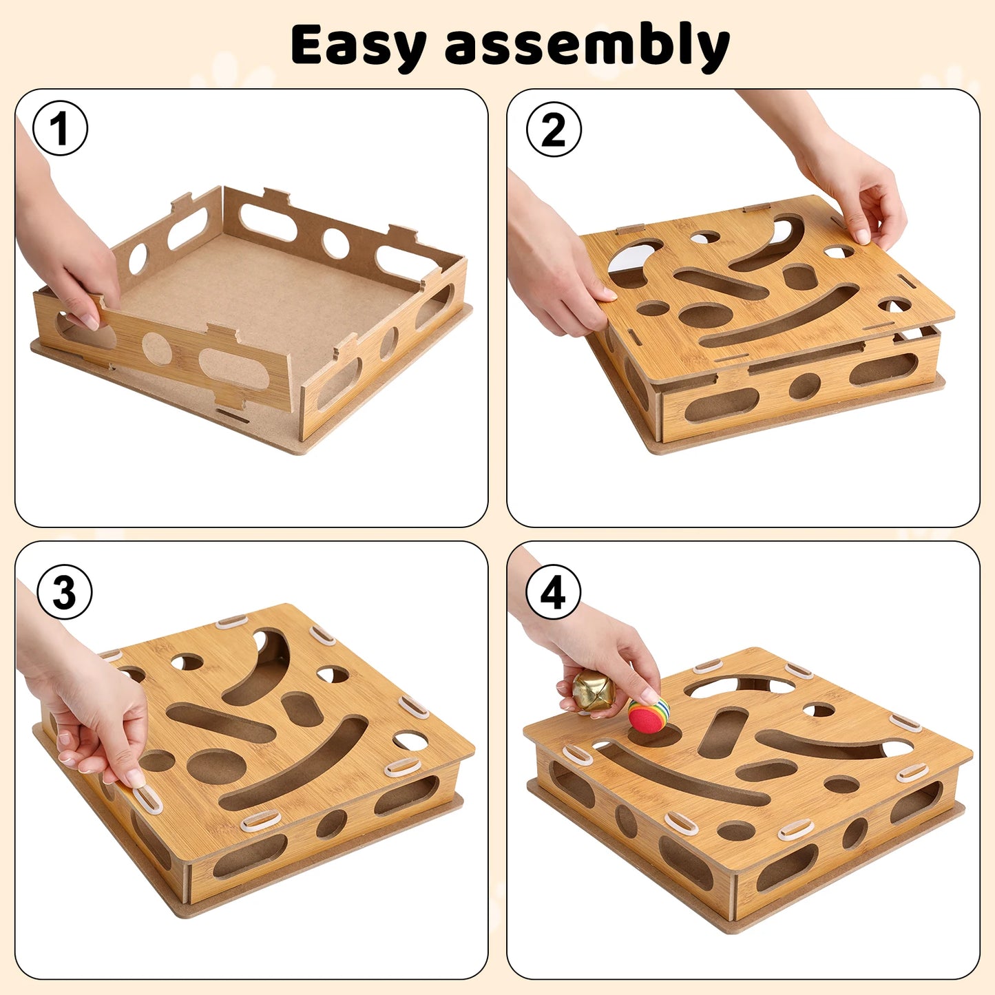 Interactive Cat Toy Puzzle Box Wooden Treat Maze Play For Toy Box Fun Interactive Cat Toy Hide and Seek Cat Agility Toys