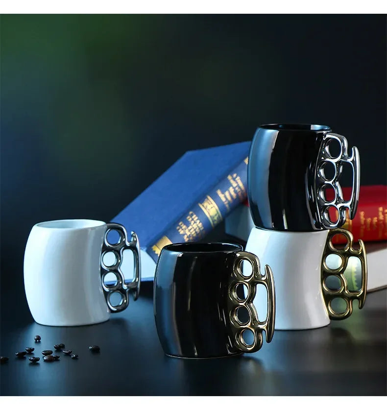 Mugs Creative Bending Fist Ring Cup Ceramic Cup Office Home Water Cup Coffee Cup Tea Cup with Handle Milk Cup