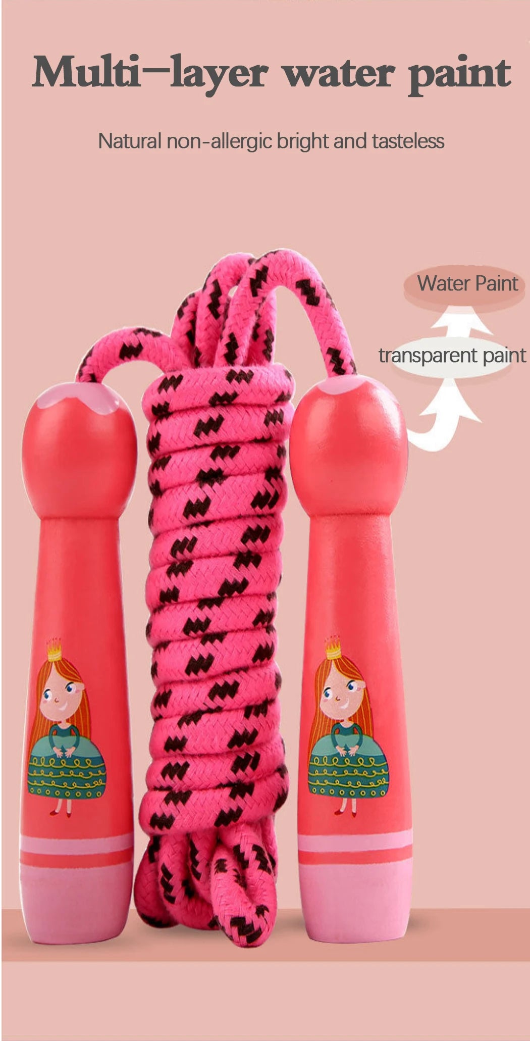 Children's Sports Adjustable Cotton Rope  Ropes Sport Fitness Lovely Cartoon Skipping Natural Wooden Handle Fillet Design