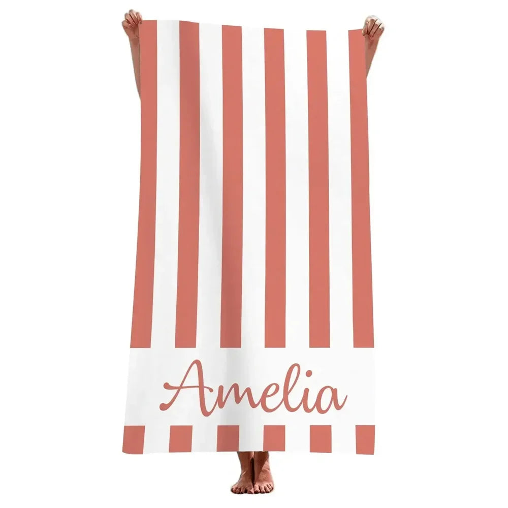 Striped Beach Towels Custom Name Beach Towel 3d Printed Microfiber Beach Towel Water Absorbing Personalized Bath Towel