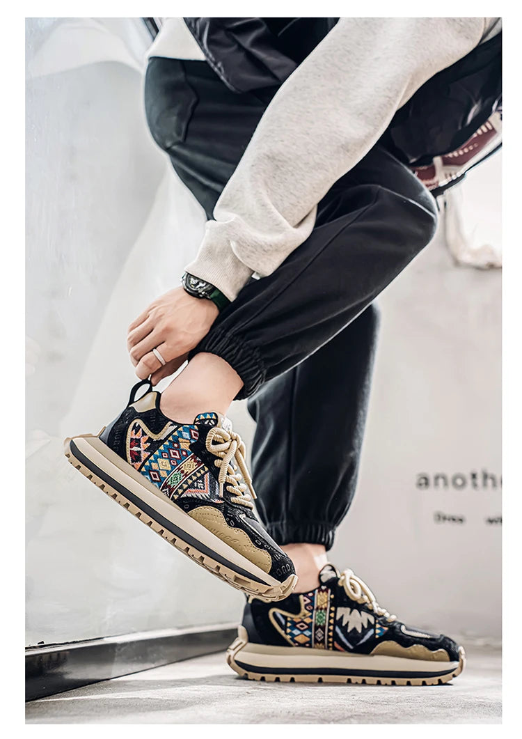 2025 Trend Print Mens Fashion Shoes Design Chunky Men Casual Sneaker Breathable Platform Sneakers Male Running Jogging Shoes