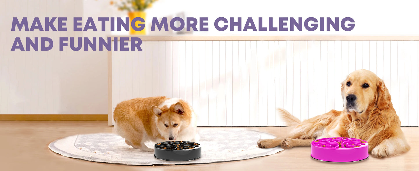 Pet Dog Slow Feeder Bowl Fun Non Slip Anti-Gulping Slower Food Feeding Dishes Eco Dog Bowl for Large Medium Small Dogs Puppy