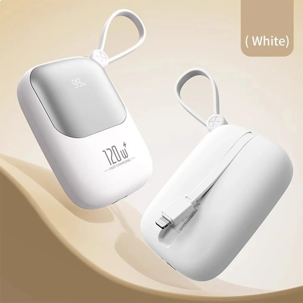 120W super fast charging power bank with cable 10000mAh large capacity portable mobile power Mini supply gift