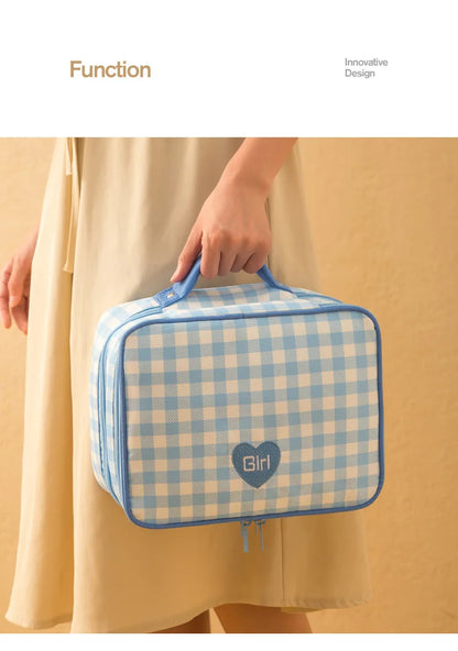 Storage Organizer Large Capacity Makeup Bag Portable Double-layer Clothing Storage Bag Handheld Waterproof Toiletry Bag Girl