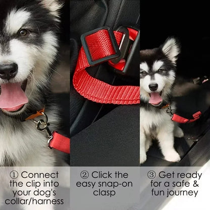 Retractable Pet Car Seat Belt - Secure Your Dog While Traveling - Adjustable Harness and Leash - Essential Car Travel Supplies