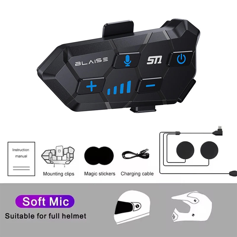 Y10 Motorcycle Helmet Bluetooth Headset 2000Mah Super Long Standby Wireless Hands-free Waterproof Motorbike Earphone