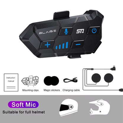 Y10 Motorcycle Helmet Bluetooth Headset 2000Mah Super Long Standby Wireless Hands-free Waterproof Motorbike Earphone