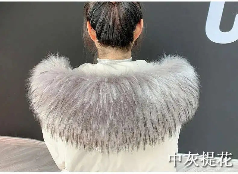 Detachable Faux Fur Collar Extra Large Warm Fake Fur Scarf Wrap Evening Cape For Winter Womens Coat Faux Fur Hood Ttrim Collar