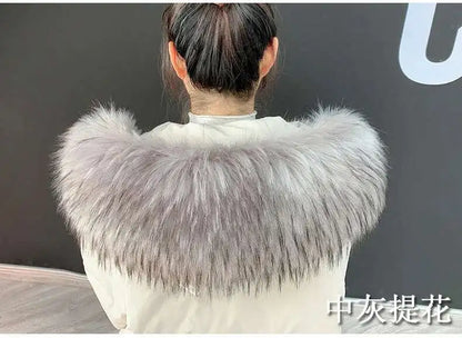 Detachable Faux Fur Collar Extra Large Warm Fake Fur Scarf Wrap Evening Cape For Winter Womens Coat Faux Fur Hood Ttrim Collar