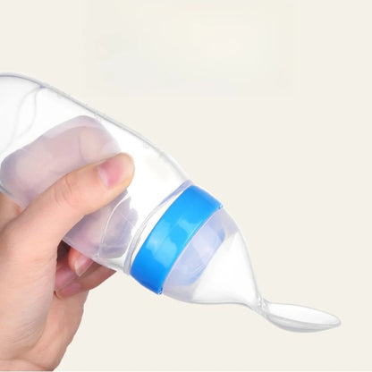 Safe Useful Silicone Baby Bottle with Spoon Food Supplement Rice Cereal Bottles Squeeze Spoon Milk Feeding Bottle Cup