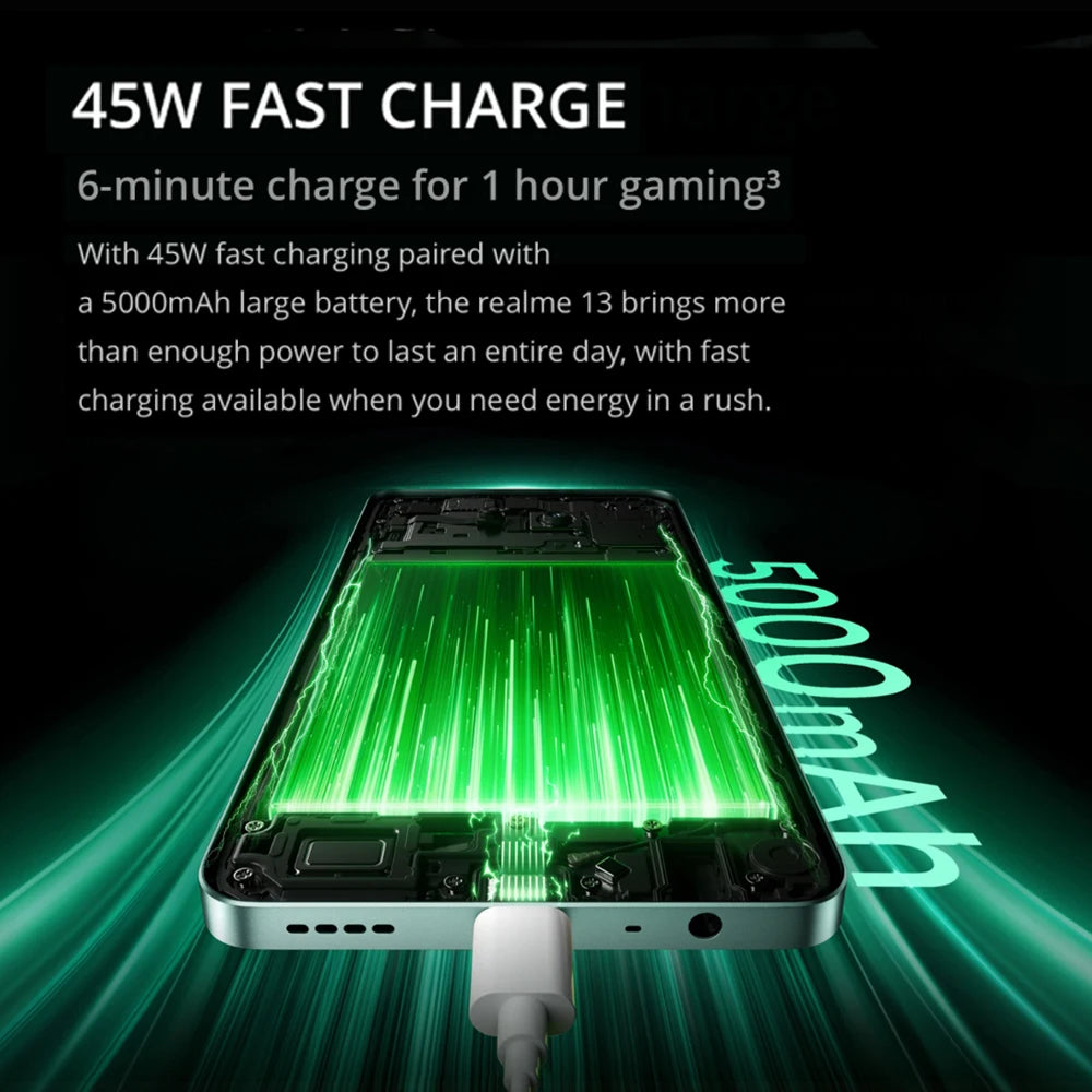 realme 13 5G Smartphone 6.72" 120Hz Display 50MP OIS Camera 120Hz LCD Eye Comfort Display 45W Fast Charge 5000mAh Battery IP64