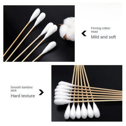 100/300PCS 6 Inch Precision Tips Cotton Swabs - Long Wooden Stick Cotton Buds Pointed Cotton Swabs With Case - Cotton