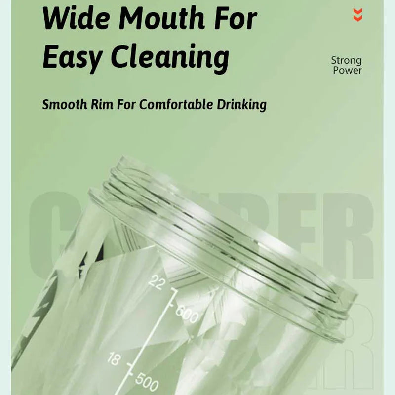 Portable Mixing Cup 600ml Protein Shaker Bottle Fully Automatic Blender Kettle USB Rechargeable Multipurpose for Gym Outdoor