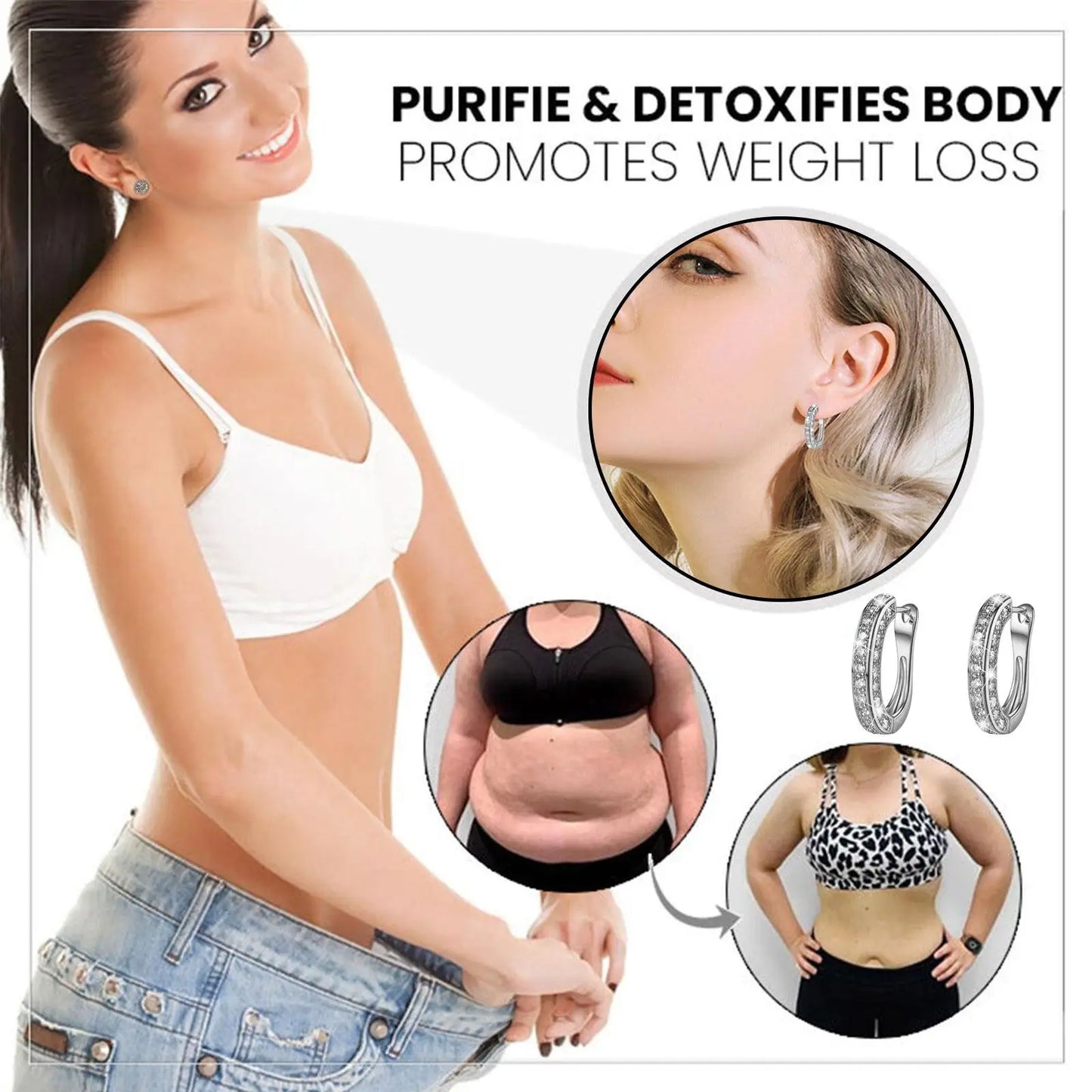 Magnetic Slimming Earrings Women Burning Fat Health Crystal Weight Loss Earrings Zirconia Magnetic Therapy Health Care Slim