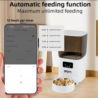 5L Automatic Cat Feeders Double Bowls Smart Timed Cat Dry Food Dispenser With Camera Pet Smart Voice Recorder Auto Feeder For Do