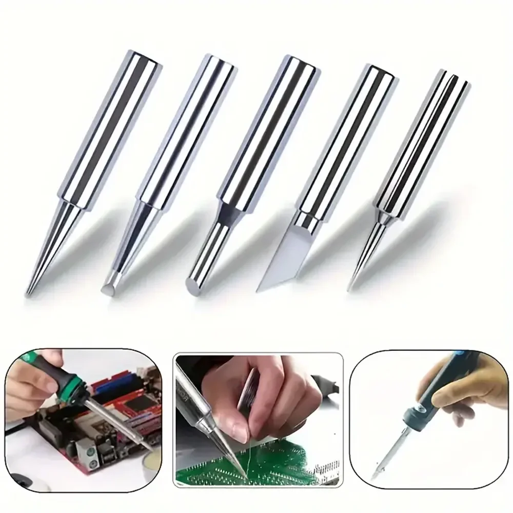 5pcs Soldering Iron 900M Soldering Iron Head Set Inside Hot Bare Copper Electric Soldering Iron Tip