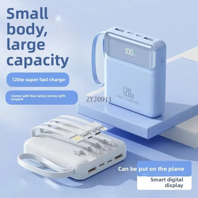 A Brand-new 120W Three-in-one 20,000mah Super Fast Power Bank with Large Capacity, Built-in Cable and Digital Display Powerbank