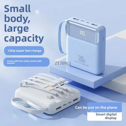 A Brand-new 120W Three-in-one 20,000mah Super Fast Power Bank with Large Capacity, Built-in Cable and Digital Display Powerbank