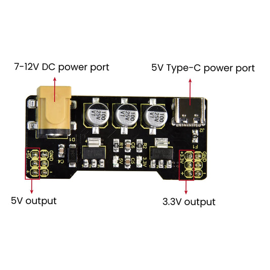 5PCS Per Pack Keyestudio Power Module Type-C for Breadboard Diy Kit Electronics Accessories