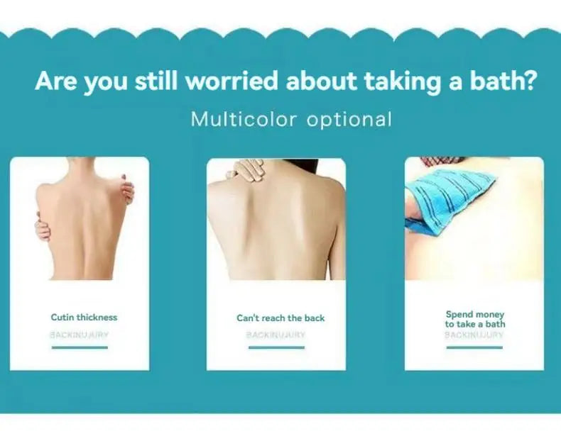 3 PCS Three-piece Bath Set, Rub Bath and Bath Artifact, Household Long Rub Back Towel, Bath Gloves, Bath Flower Set