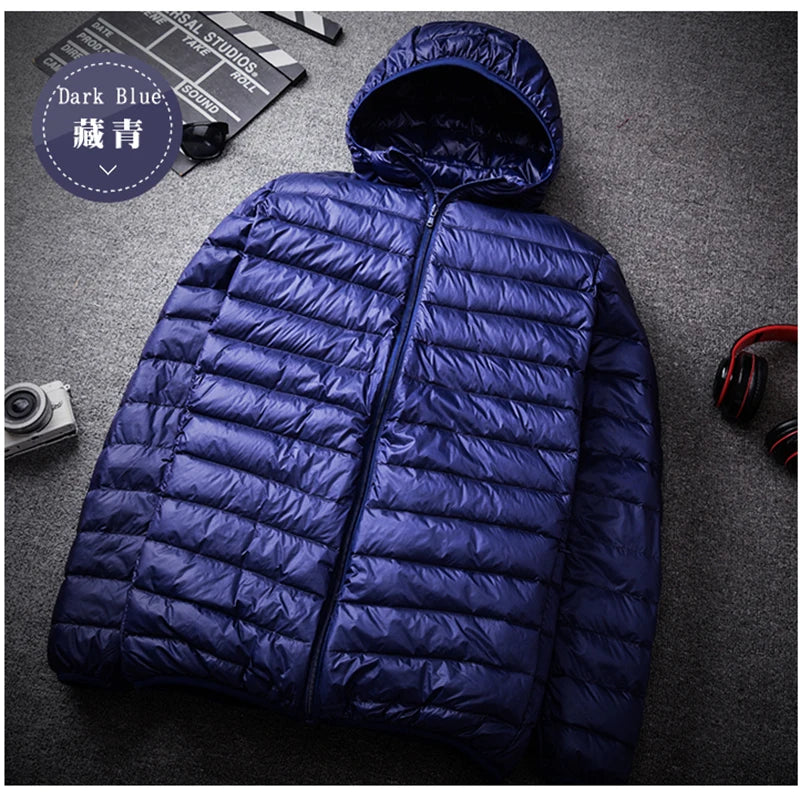 90% White Duck Down Hooded Jackets Warm Coat Parka Men Portable Outwear Mens Coat Autumn Winter Ultralight Thin Down Jacket