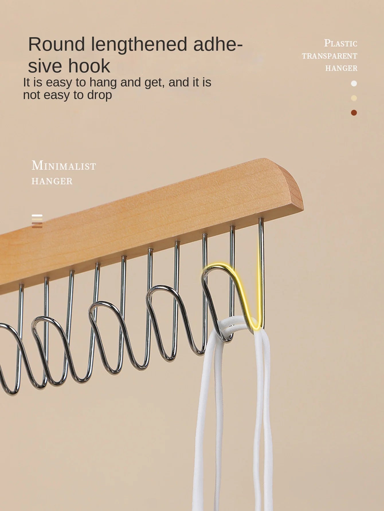 1/2/3pcs wooden new multifunctional hook hanger, bra strap storage, including 8 hooks, suitable for home and dormitory use