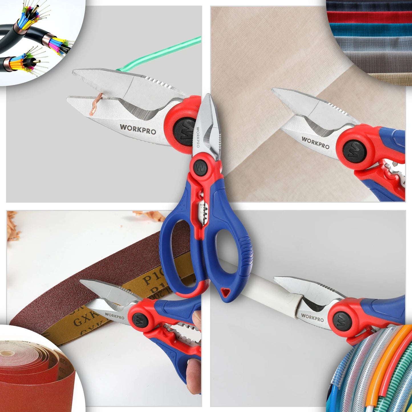 WORKPRO Electrician Scissors Wire Stripper Hand Tool Wire Stripper Wire Cable Cutter Plumbing Electrical Cable Stripper Wire